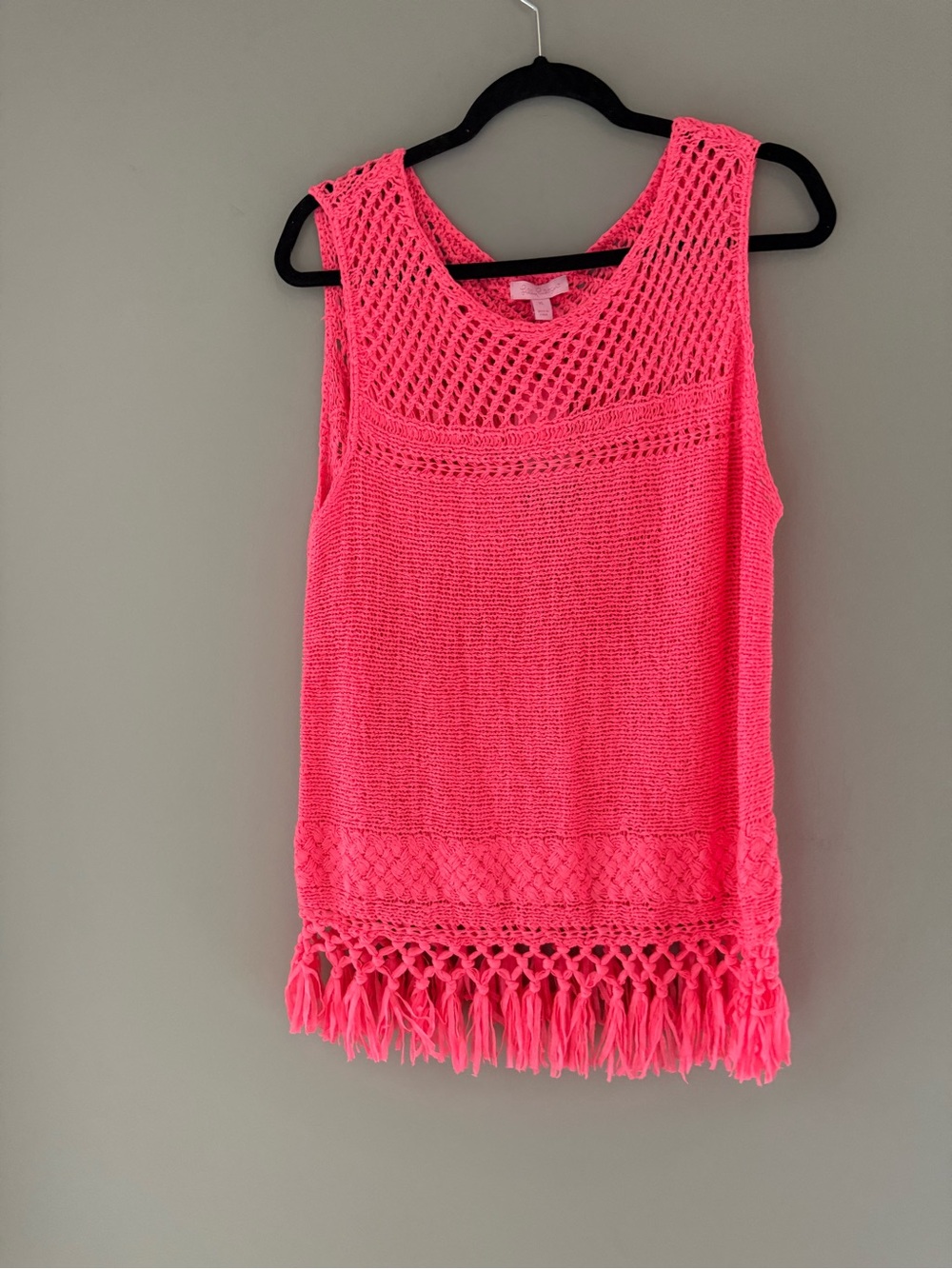 Lilly Pulitzer Neon Pink Crochet Fringe Tank